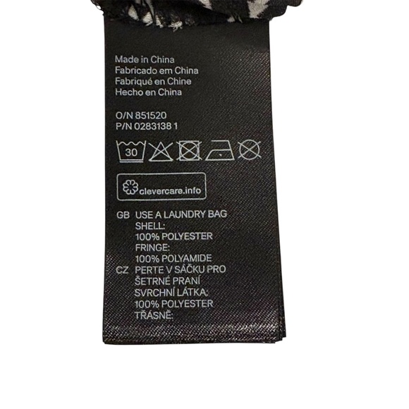 H & M Coachella Boho Festival Black & White Romper Long Sleeves w/Fringe Size 4 - Picture 7 of 7